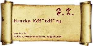 Huszka Kötöny névjegykártya
